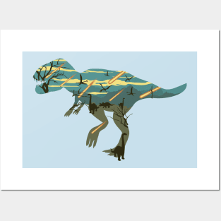 T Rex Silhouette Illustration Posters and Art